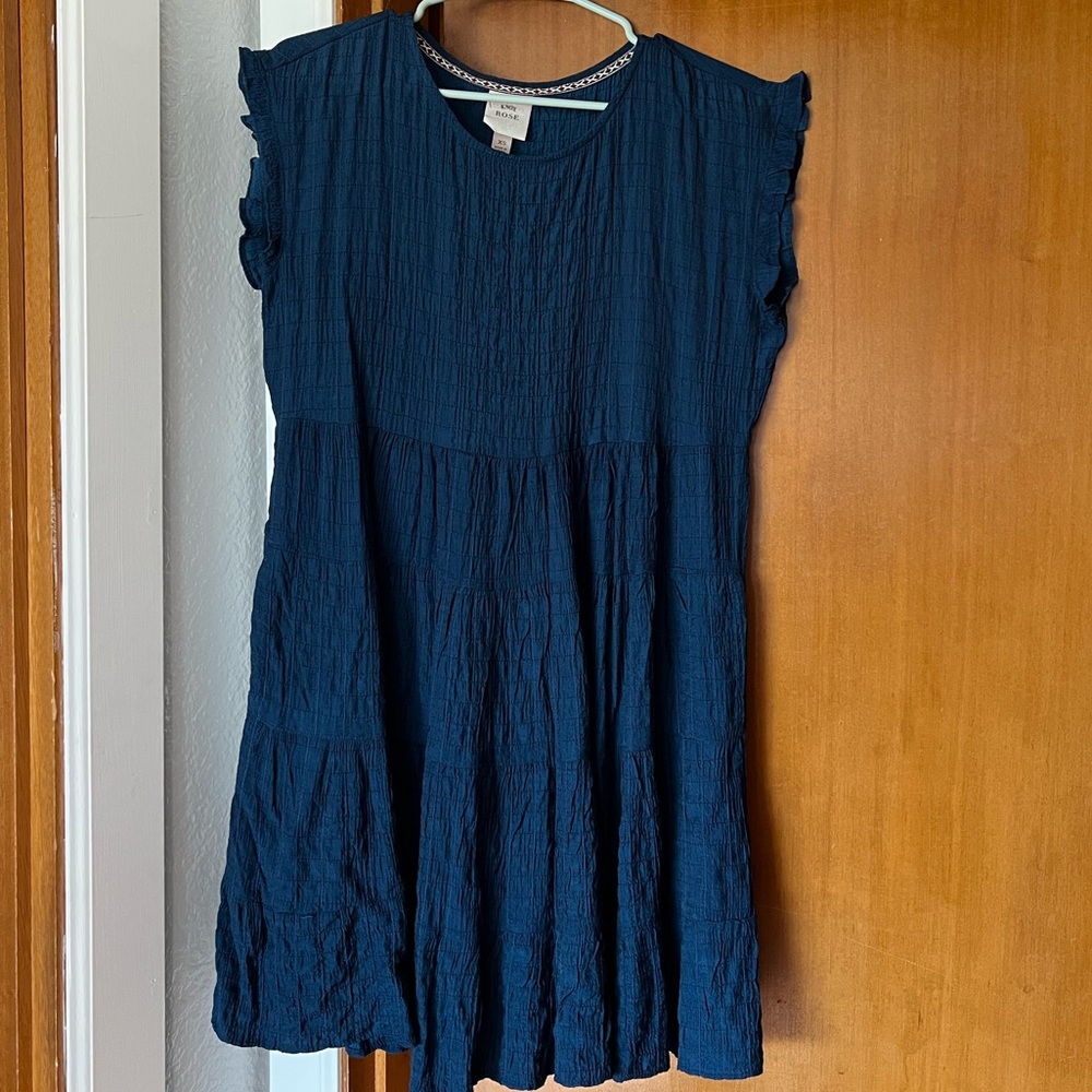 Women's Flutter Short Sleeve Textured Tiered A-Line Dress - Knox Rose
